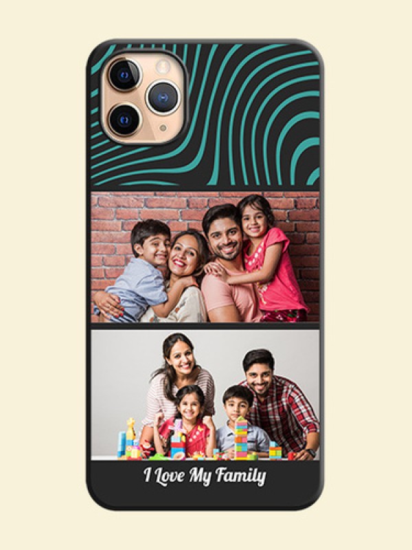 Wave Pattern with 2 Image Holder on Space Black Personalized Soft Matte Phone Covers - iPhone 11 Pro Max