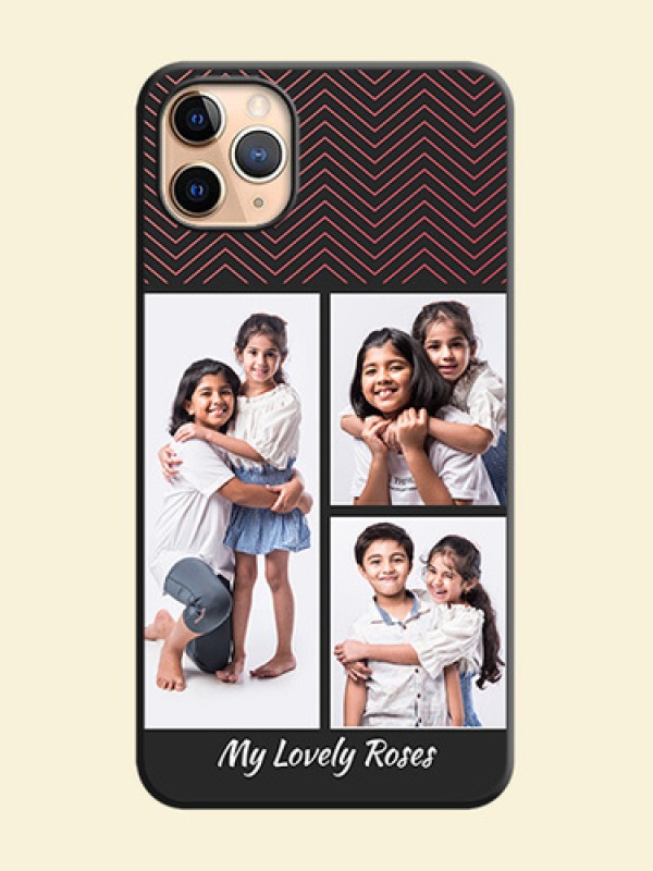 Wave Pattern with 3 Image Holder on Space Black Custom Soft Matte Back Cover - iPhone 11 Pro Max