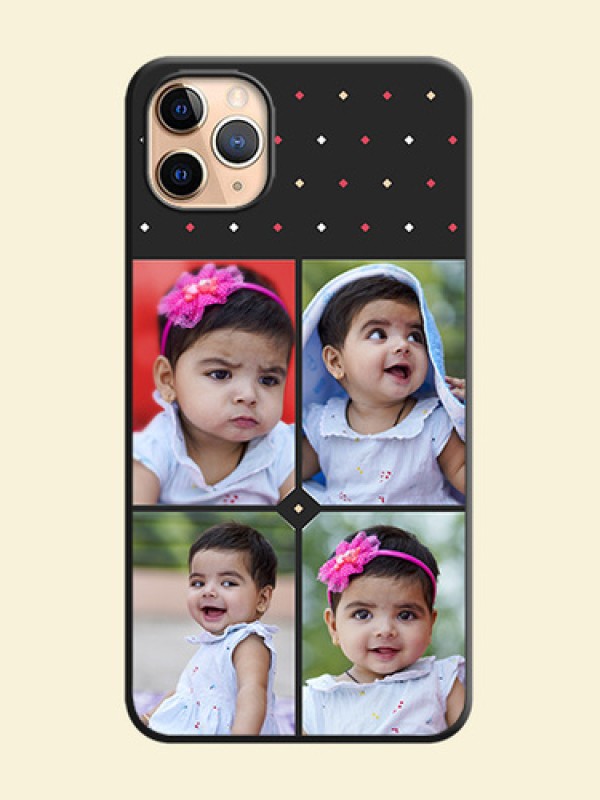 Multicolor Dotted Pattern with 4 Image Holder on Space Black Custom Soft Matte Phone Cases - iPhone 11 Pro Max