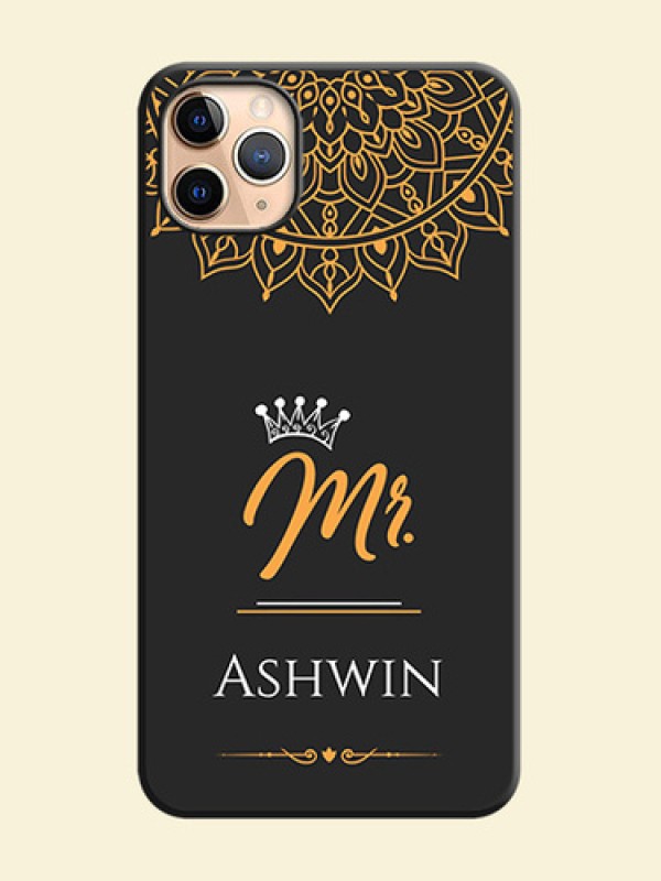Mr Name with Floral Design  on Personalised Space Black Soft Matte Cases - iPhone 11 Pro Max