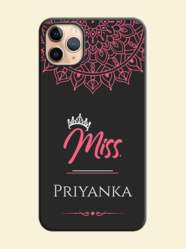 Mrs Name with Floral Design on Space Black Personalized Soft Matte Phone Covers - iPhone 11 Pro Max