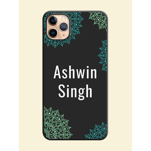Your Name with Floral Design on Space Black Custom Soft Matte Back Cover - iPhone 11 Pro Max Your Name with Floral Design on Space Black Custom Soft Matte Back Cover - iPhone 11 Pro Max