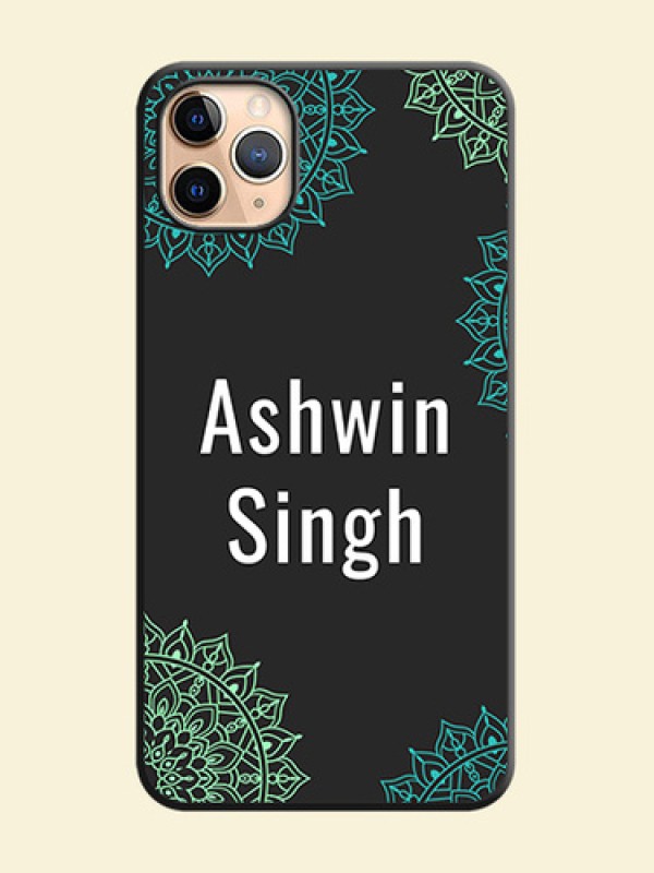 Your Name with Floral Design on Space Black Custom Soft Matte Back Cover - iPhone 11 Pro Max