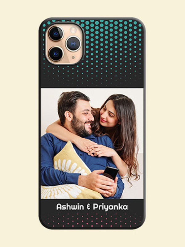 Faded Dots with Grunge Photo Frame and Text on Space Black Custom Soft Matte Phone Cases - iPhone 11 Pro Max