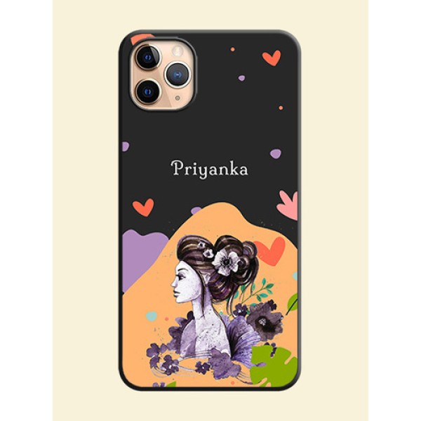 Namecase For Her With Fancy Lady Image On Space Black Personalized Soft Matte Phone Covers -Apple Iphone 11 Pro Max Namecase For Her With Fancy Lady Image On Space Black Personalized Soft Matte Phone Covers -Apple Iphone 11 Pro Max