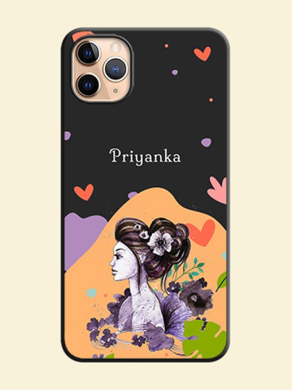 Namecase For Her With Fancy Lady Image On Space Black Personalized Soft Matte Phone Covers -Apple Iphone 11 Pro Max