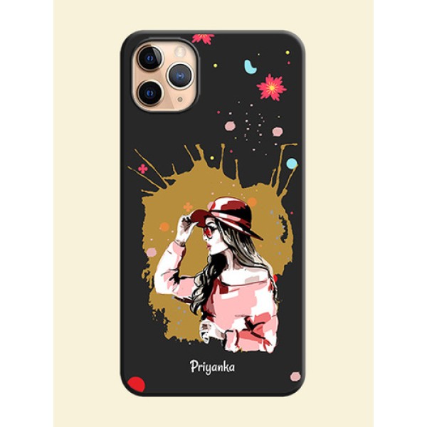 Mordern Lady With Color Splash Background With Custom Text On Space Black Personalized Soft Matte Phone Covers -Apple Iphone 11 Pro Max