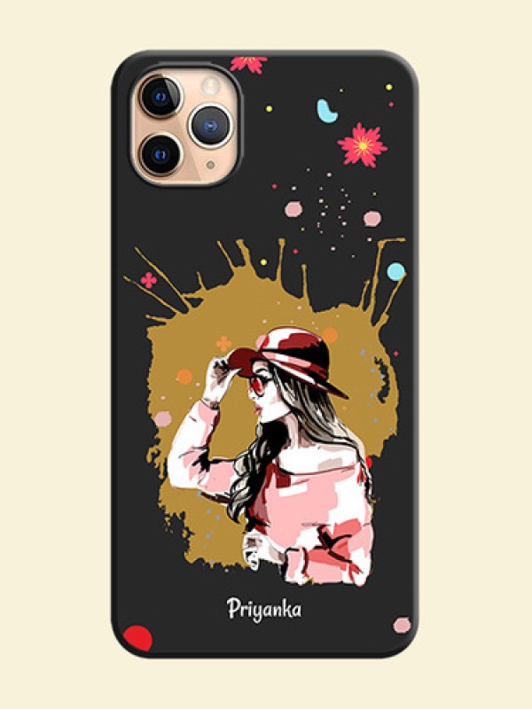 Mordern Lady With Color Splash Background With Custom Text On Space Black Personalized Soft Matte Phone Covers -Apple Iphone 11 Pro Max