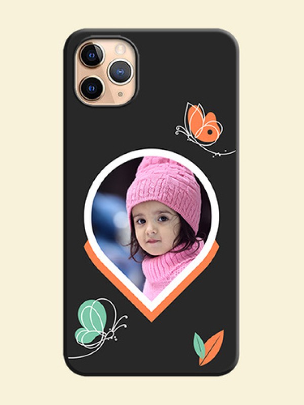 Upload Pic With Simple Butterly Design On Space Black Personalized Soft Matte Phone Covers -Apple Iphone 11 Pro Max