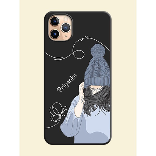 Girl With Blue Winter Outfiit Custom Text Design On Space Black Personalized Soft Matte Phone Covers -Apple Iphone 11 Pro Max Girl With Blue Winter Outfiit Custom Text Design On Space Black Personalized Soft Matte Phone Covers -Apple Iphone 11 Pro Max