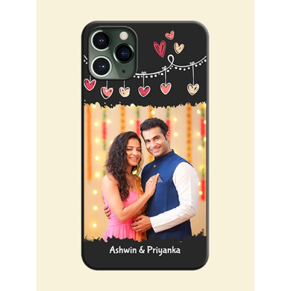 Pink Love Hangings with Name on Space Black Custom Soft Matte Phone Cases - iPhone 11 Pro Pink Love Hangings with Name on Space Black Custom Soft Matte Phone Cases - iPhone 11 Pro
