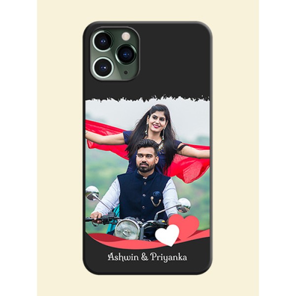 Pink Color Love Shaped Ribbon Design with Text on Space Black Custom Soft Matte Phone Back Cover - iPhone 11 Pro Pink Color Love Shaped Ribbon Design with Text on Space Black Custom Soft Matte Phone Back Cover - iPhone 11 Pro