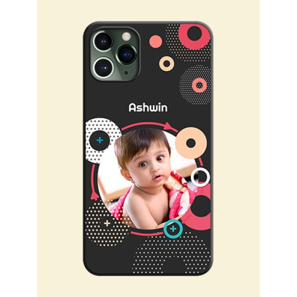 Multicoloured Round Image on Personalised Space Black Soft Matte Cases - iPhone 11 Pro Multicoloured Round Image on Personalised Space Black Soft Matte Cases - iPhone 11 Pro