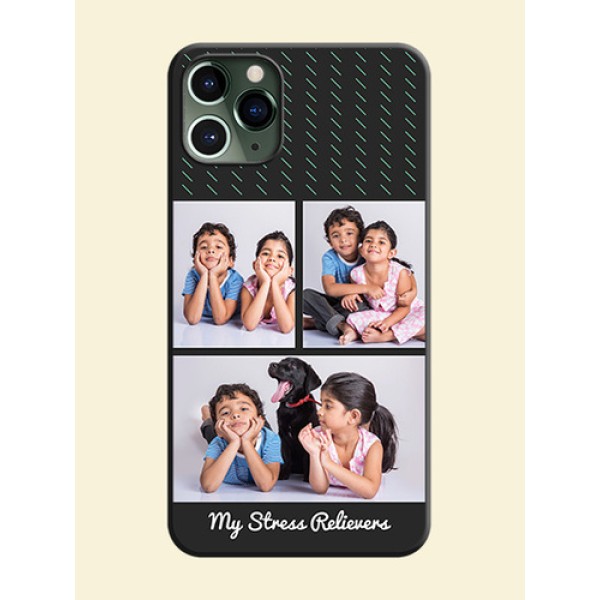 Cross Dotted Pattern with 2 Image Holder on Personalised Space Black Soft Matte Cases - iPhone 11 Pro Cross Dotted Pattern with 2 Image Holder on Personalised Space Black Soft Matte Cases - iPhone 11 Pro