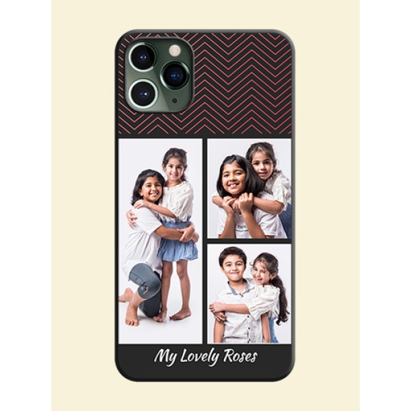 Wave Pattern with 3 Image Holder on Space Black Custom Soft Matte Back Cover - iPhone 11 Pro Wave Pattern with 3 Image Holder on Space Black Custom Soft Matte Back Cover - iPhone 11 Pro