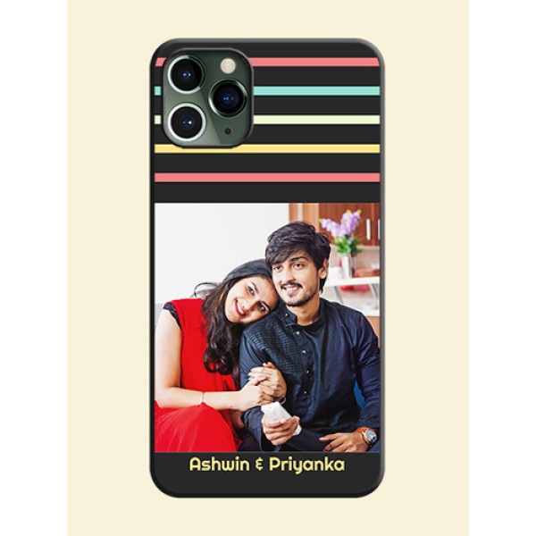 Color Stripes with Photo and Text - Photo on Space Black Soft Matte Mobile Case - iPhone 11 Pro Color Stripes with Photo and Text - Photo on Space Black Soft Matte Mobile Case - iPhone 11 Pro