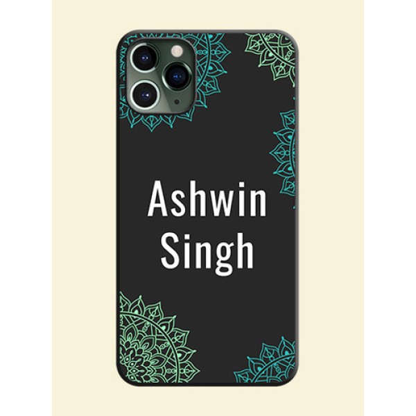 Your Name with Floral Design on Space Black Custom Soft Matte Back Cover - iPhone 11 Pro Your Name with Floral Design on Space Black Custom Soft Matte Back Cover - iPhone 11 Pro