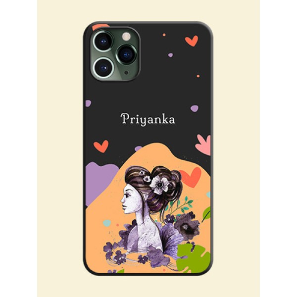 Namecase For Her With Fancy Lady Image On Space Black Personalized Soft Matte Phone Covers -Apple Iphone 11 Pro Namecase For Her With Fancy Lady Image On Space Black Personalized Soft Matte Phone Covers -Apple Iphone 11 Pro