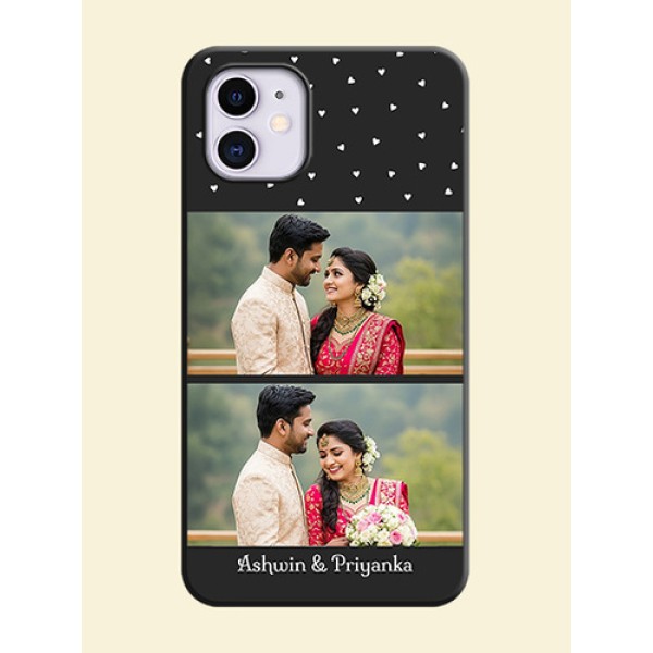 Miniature Love Symbols with Name on Space Black Custom Soft Matte Back Cover - iPhone 11 Miniature Love Symbols with Name on Space Black Custom Soft Matte Back Cover - iPhone 11