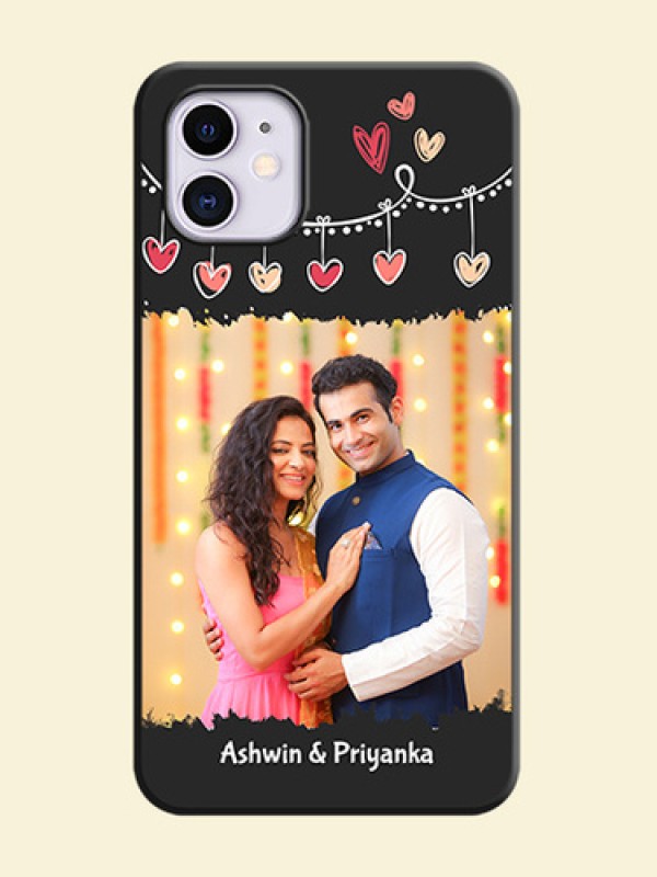 Pink Love Hangings with Name on Space Black Custom Soft Matte Phone Cases - iPhone 11