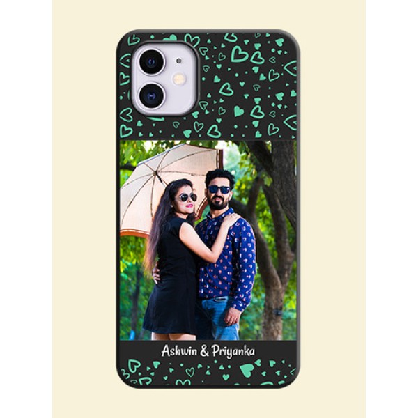 Sea Green Indefinite Love Pattern - Photo on Space Black Soft Matte Mobile Cover - iPhone 11 Sea Green Indefinite Love Pattern - Photo on Space Black Soft Matte Mobile Cover - iPhone 11