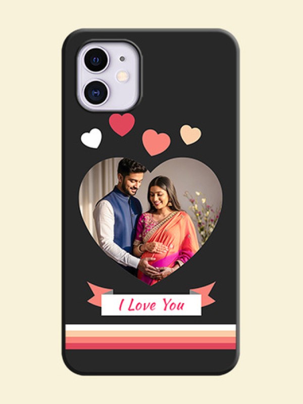 Love Shaped Photo with Colorful Stripes on Personalised Space Black Soft Matte Cases - iPhone 11
