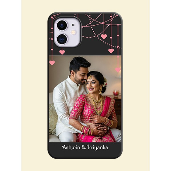 Pink Love Hangings with Text on Space Black Custom Soft Matte Back Cover - iPhone 11 Pink Love Hangings with Text on Space Black Custom Soft Matte Back Cover - iPhone 11