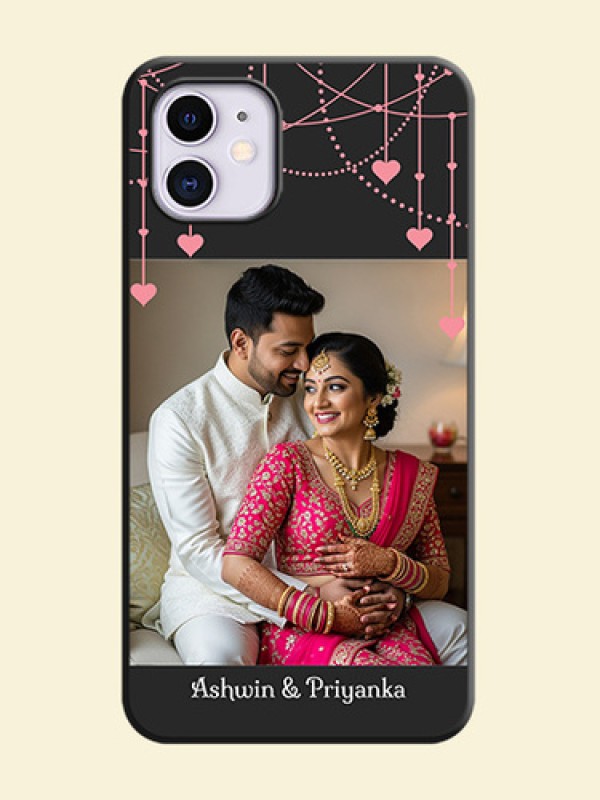 Pink Love Hangings with Text on Space Black Custom Soft Matte Back Cover - iPhone 11