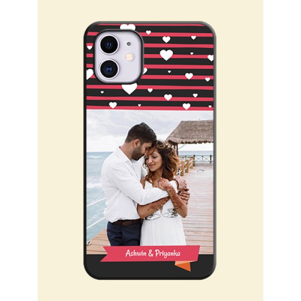 White Color Love Symbols with Pink Lines Pattern on Space Black Custom Soft Matte Phone Cases - iPhone 11 White Color Love Symbols with Pink Lines Pattern on Space Black Custom Soft Matte Phone Cases - iPhone 11