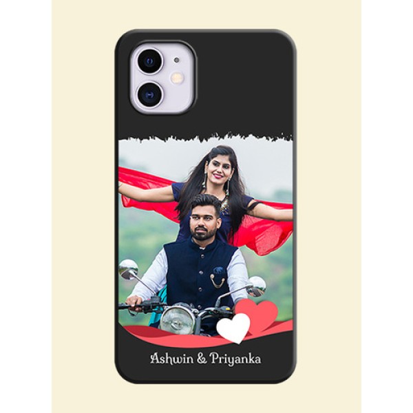 Pink Color Love Shaped Ribbon Design with Text on Space Black Custom Soft Matte Phone Back Cover - iPhone 11 Pink Color Love Shaped Ribbon Design with Text on Space Black Custom Soft Matte Phone Back Cover - iPhone 11