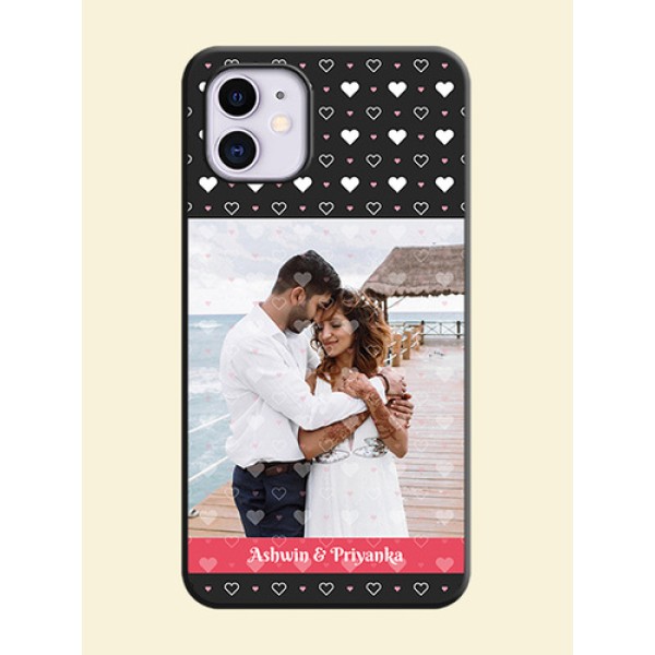 White Color Love Symbols with Text Design - Photo on Space Black Soft Matte Phone Cover - iPhone 11 White Color Love Symbols with Text Design - Photo on Space Black Soft Matte Phone Cover - iPhone 11