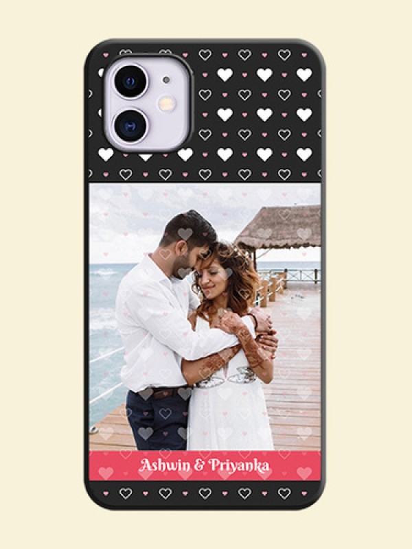 White Color Love Symbols with Text Design - Photo on Space Black Soft Matte Phone Cover - iPhone 11