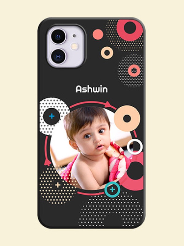 Multicoloured Round Image on Personalised Space Black Soft Matte Cases - iPhone 11