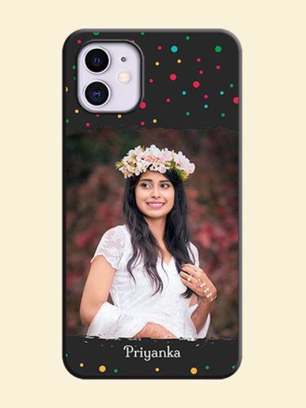 Multicolor Dotted Pattern with Text on Space Black Custom Soft Matte Phone Back Cover - iPhone 11