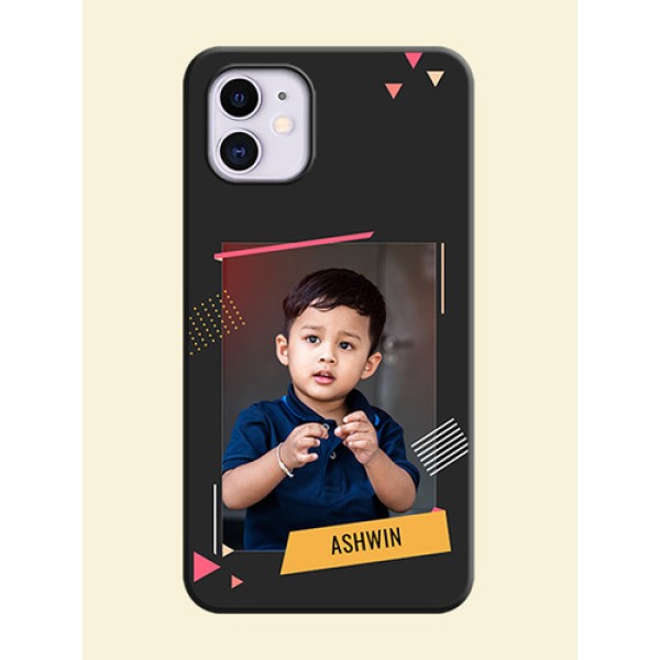 Photo Frame with Triangle Small Dots - Photo on Space Black Soft Matte Back Cover - iPhone 11 Photo Frame with Triangle Small Dots - Photo on Space Black Soft Matte Back Cover - iPhone 11