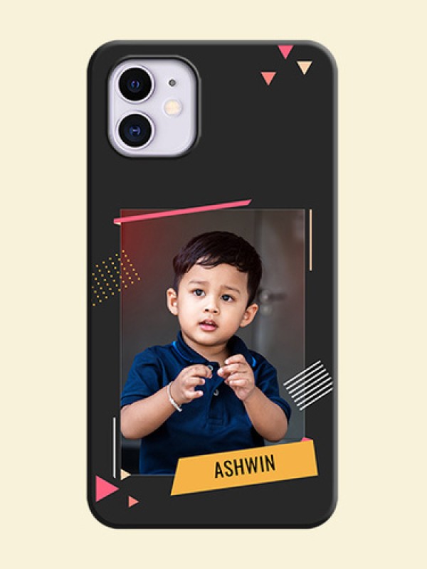 Photo Frame with Triangle Small Dots - Photo on Space Black Soft Matte Back Cover - iPhone 11