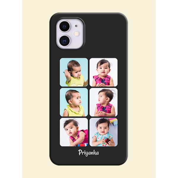 Floral Art with 6 Image Holder - Photo on Space Black Soft Matte Mobile Case - iPhone 11 Floral Art with 6 Image Holder - Photo on Space Black Soft Matte Mobile Case - iPhone 11
