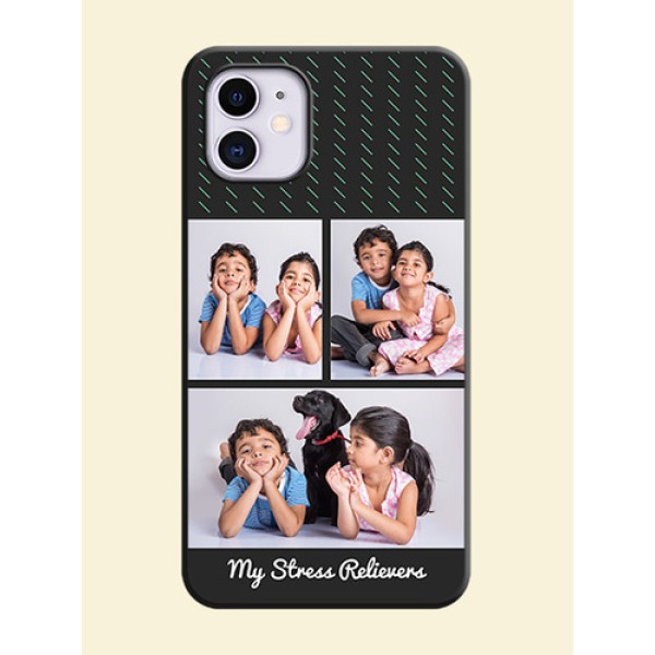 Cross Dotted Pattern with 2 Image Holder on Personalised Space Black Soft Matte Cases - iPhone 11 Cross Dotted Pattern with 2 Image Holder on Personalised Space Black Soft Matte Cases - iPhone 11
