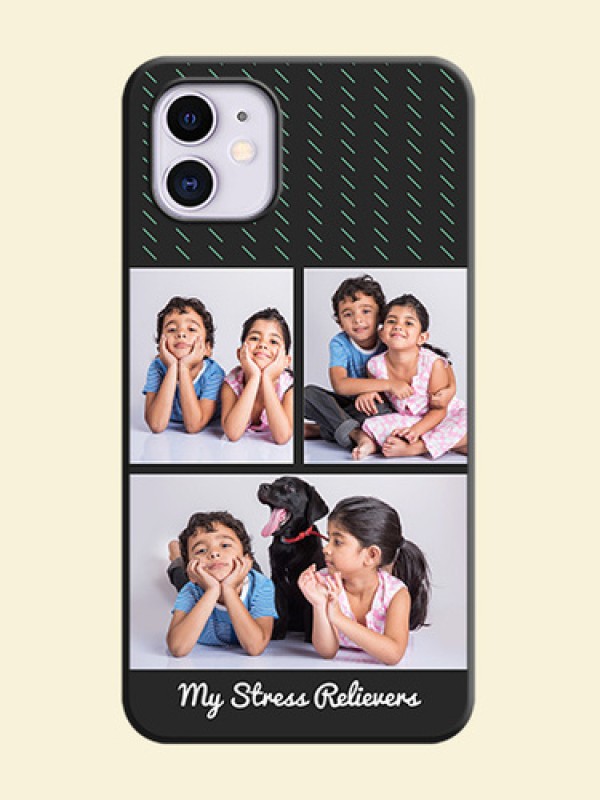 Cross Dotted Pattern with 2 Image Holder  on Personalised Space Black Soft Matte Cases - iPhone 11