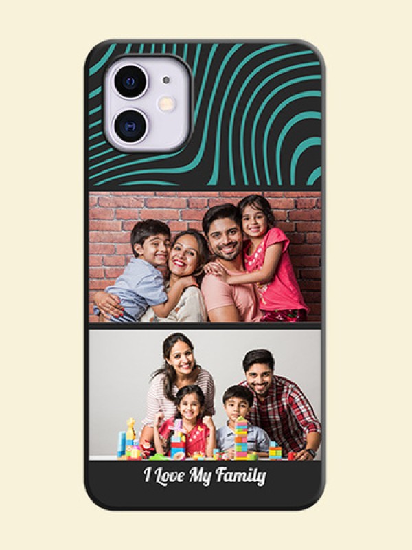 Wave Pattern with 2 Image Holder on Space Black Personalized Soft Matte Phone Covers - iPhone 11