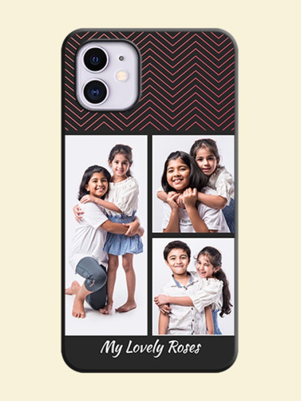 Wave Pattern with 3 Image Holder on Space Black Custom Soft Matte Back Cover - iPhone 11