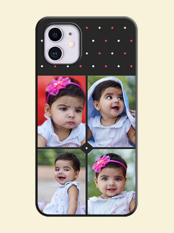 Multicolor Dotted Pattern with 4 Image Holder on Space Black Custom Soft Matte Phone Cases - iPhone 11