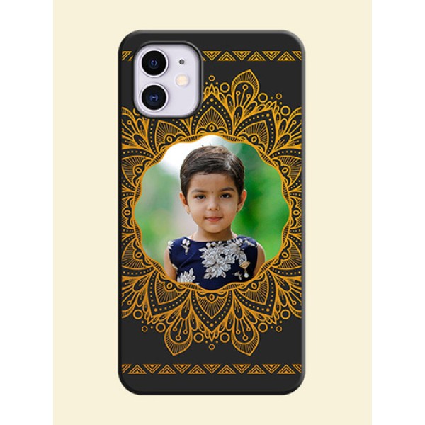 Round Image with Floral Design - Photo on Space Black Soft Matte Mobile Cover - iPhone 11 Round Image with Floral Design - Photo on Space Black Soft Matte Mobile Cover - iPhone 11