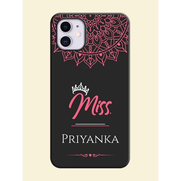 Mrs Name with Floral Design on Space Black Personalized Soft Matte Phone Covers - iPhone 11 Mrs Name with Floral Design on Space Black Personalized Soft Matte Phone Covers - iPhone 11