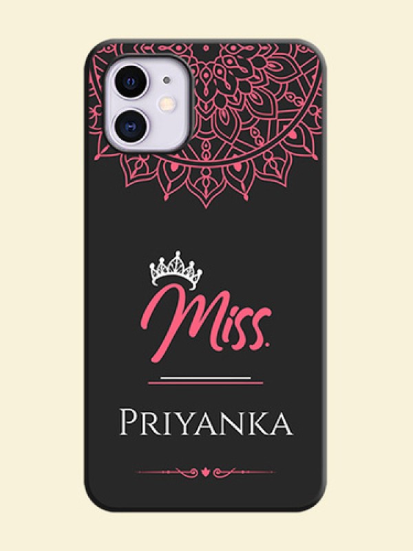 Mrs Name with Floral Design on Space Black Personalized Soft Matte Phone Covers - iPhone 11
