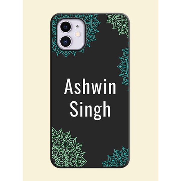 Your Name with Floral Design on Space Black Custom Soft Matte Back Cover - iPhone 11 Your Name with Floral Design on Space Black Custom Soft Matte Back Cover - iPhone 11