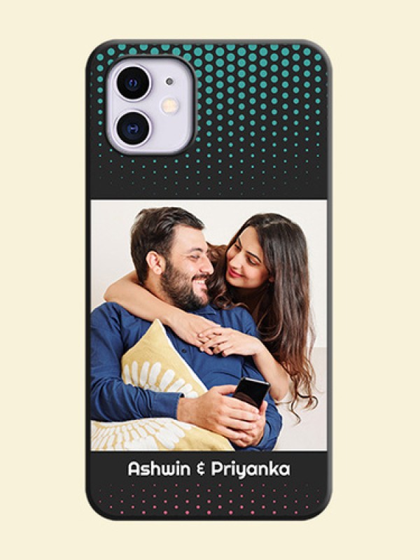 Faded Dots with Grunge Photo Frame and Text on Space Black Custom Soft Matte Phone Cases - iPhone 11