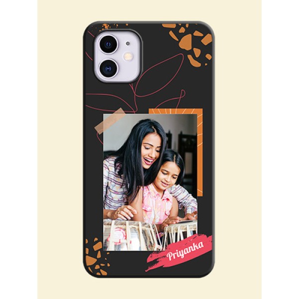 Orange Photo Frame on Space Black Custom Soft Matte Phone Back Cover - iPhone 11 Orange Photo Frame on Space Black Custom Soft Matte Phone Back Cover - iPhone 11