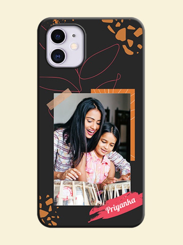 Orange Photo Frame on Space Black Custom Soft Matte Phone Back Cover - iPhone 11