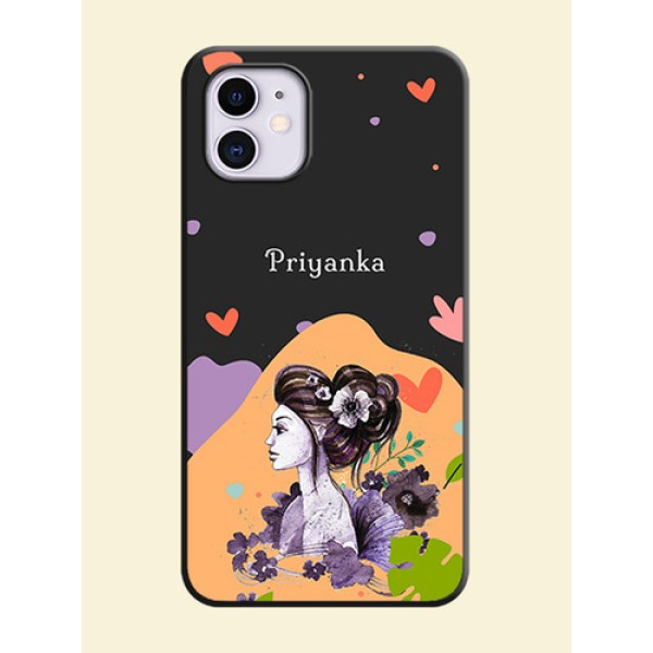 Namecase For Her With Fancy Lady Image On Space Black Personalized Soft Matte Phone Covers -Apple Iphone 11 Namecase For Her With Fancy Lady Image On Space Black Personalized Soft Matte Phone Covers -Apple Iphone 11